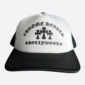 Chrome Hearts Black & White Triple Cross Trucker Hat
